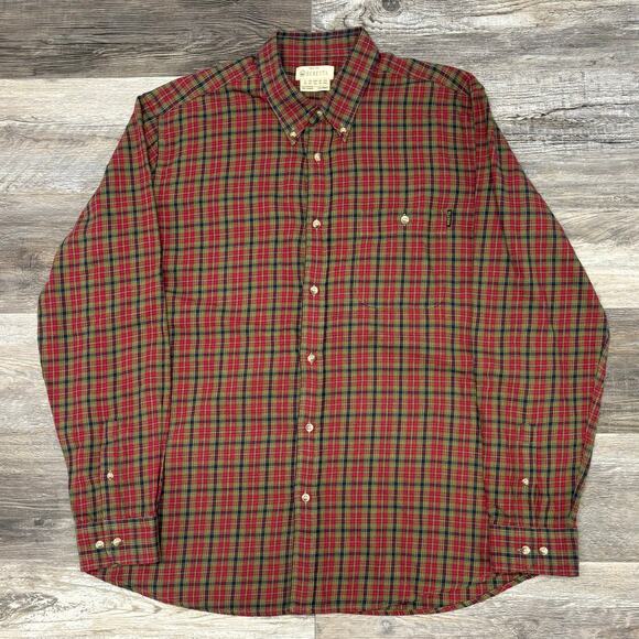 Beretta Red‎ Blue Green Mens 2XL Royal Tartan Plaid Flannel Button Down Shirt - Picture 1 of 9